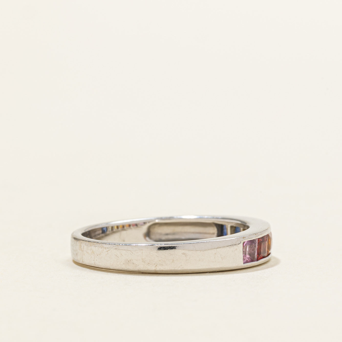 Channel Set Rainbow Sapphire Band | SZ 7.0