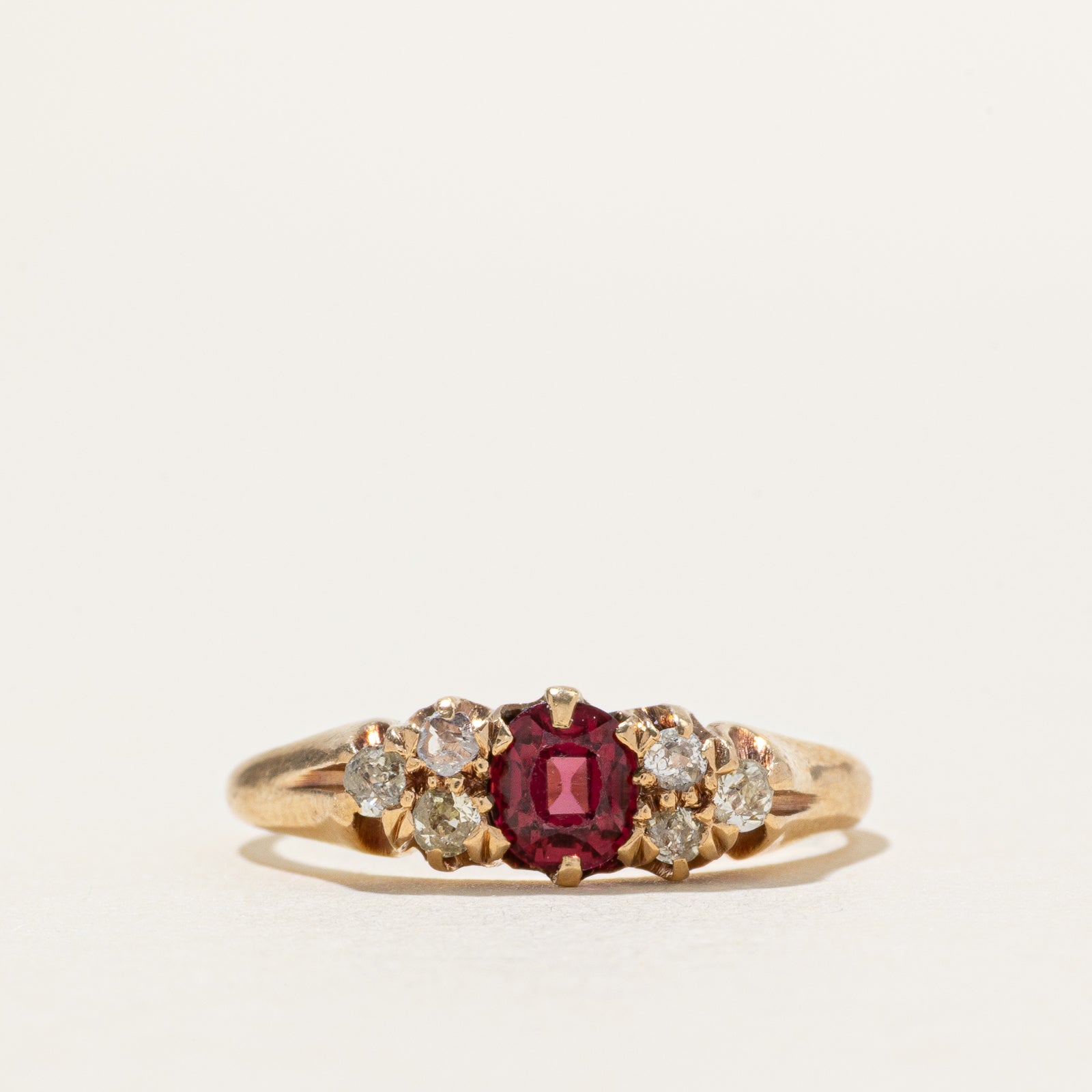Synthetic Ruby & Diamond Cluster Ring | 0.43ct, 0.20ctw | SZ 7