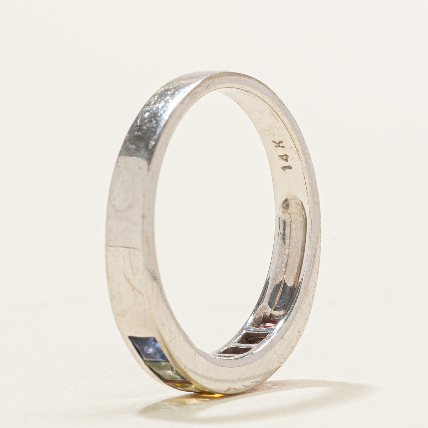 Channel Set Rainbow Sapphire Band | SZ 7.0