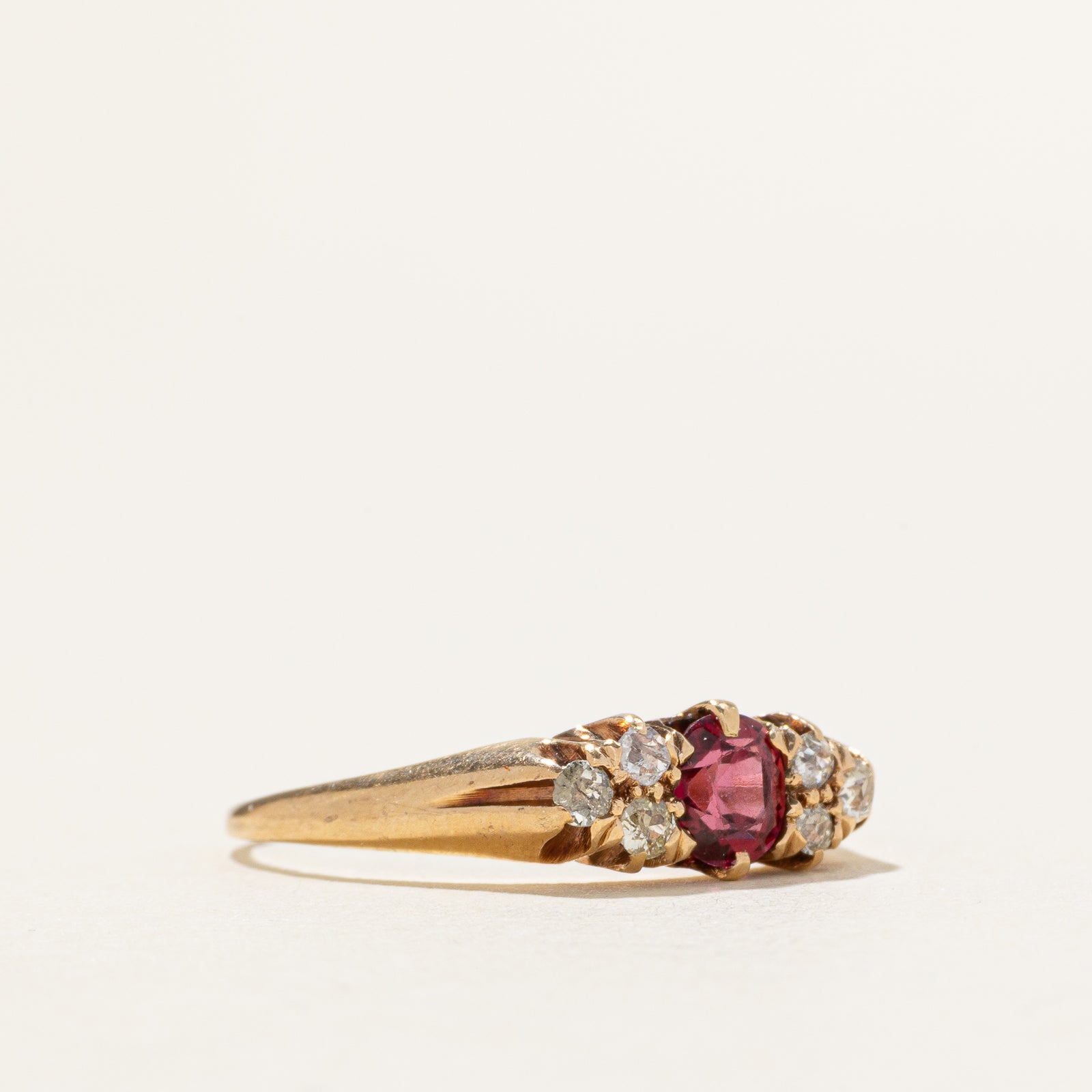 Synthetic Ruby & Diamond Cluster Ring | 0.43ct, 0.20ctw | SZ 7
