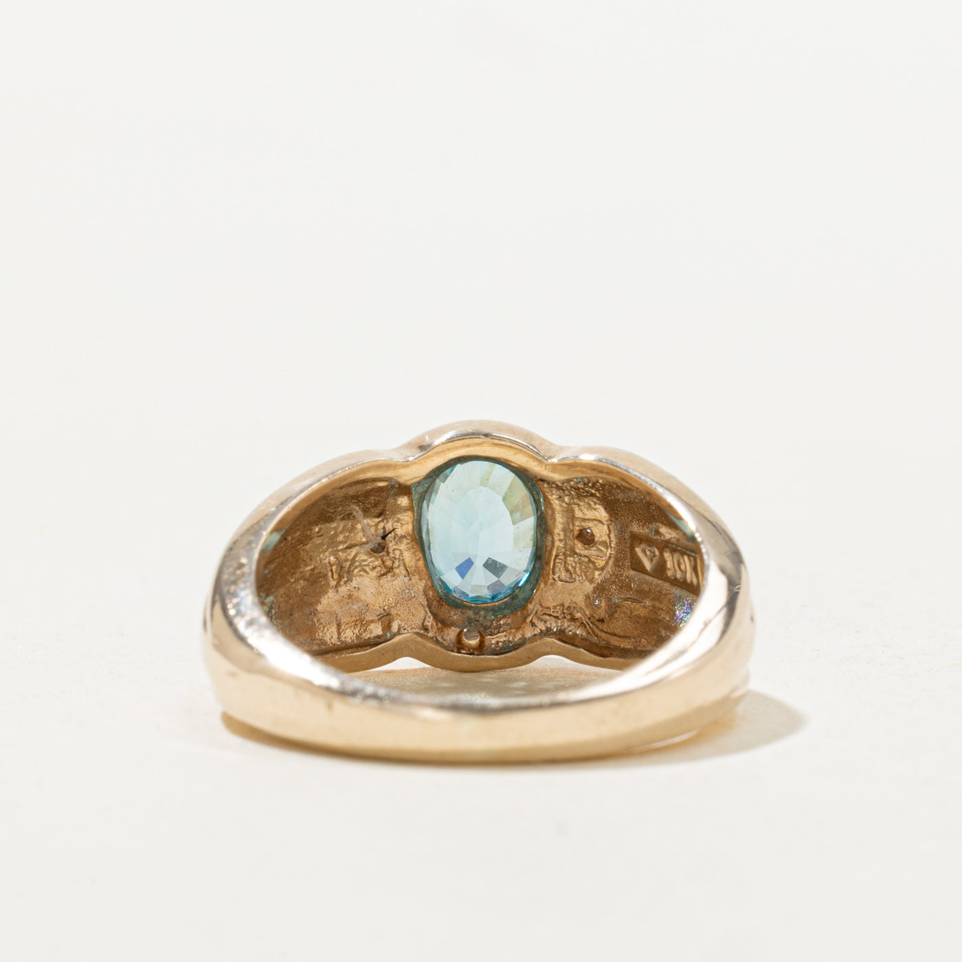 Oval Cut Blue Topaz & Diamond Ring | 0.75ct, 0.01ctw | SZ 5.0 |