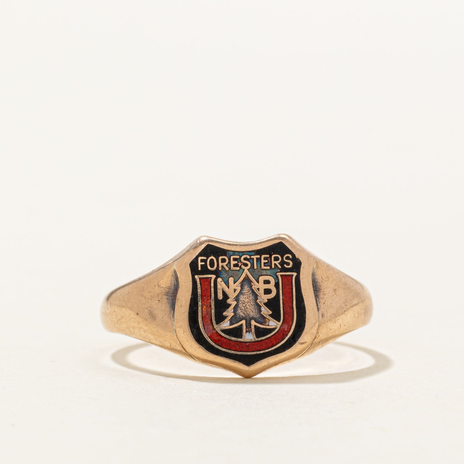10k New Brunswick University Foresters Enamel Crest Ring | SZ 7.75