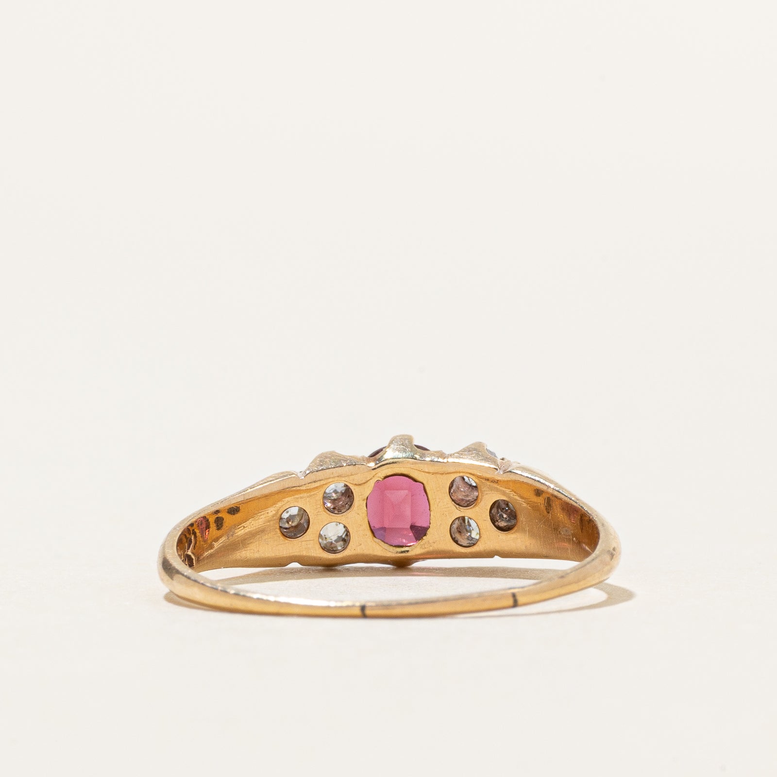 Synthetic Ruby & Diamond Cluster Ring | 0.43ct, 0.20ctw | SZ 7