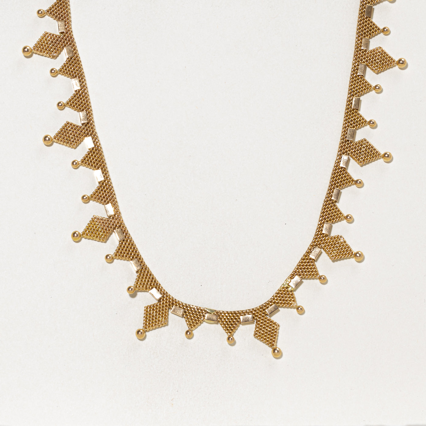 18k Yellow Gold Woven Geometric Mesh Necklace | 18"