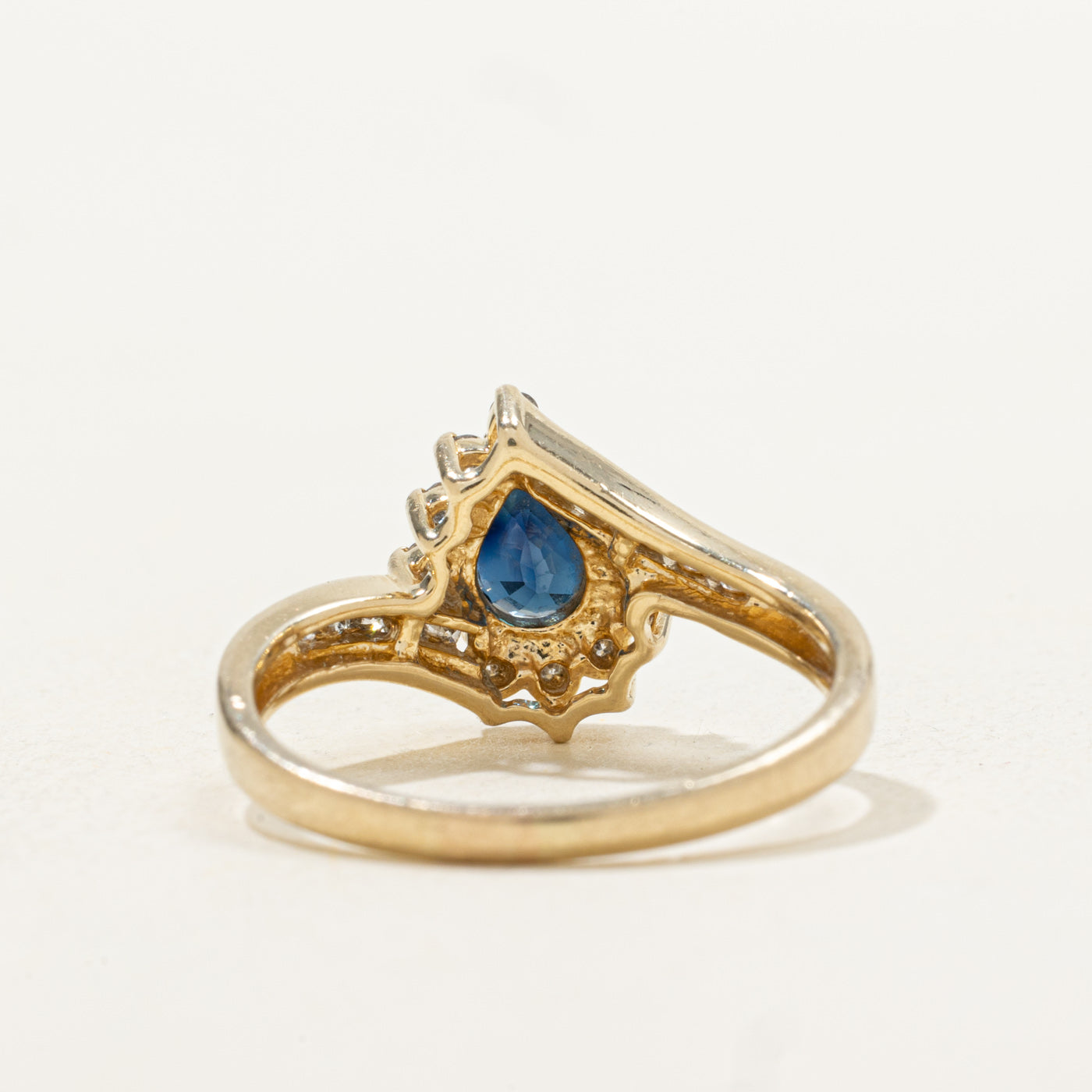 Sapphire & Diamond Petal Halo Bypass Ring | 0.78ct, 0.22ctw | SZ 8.0 |