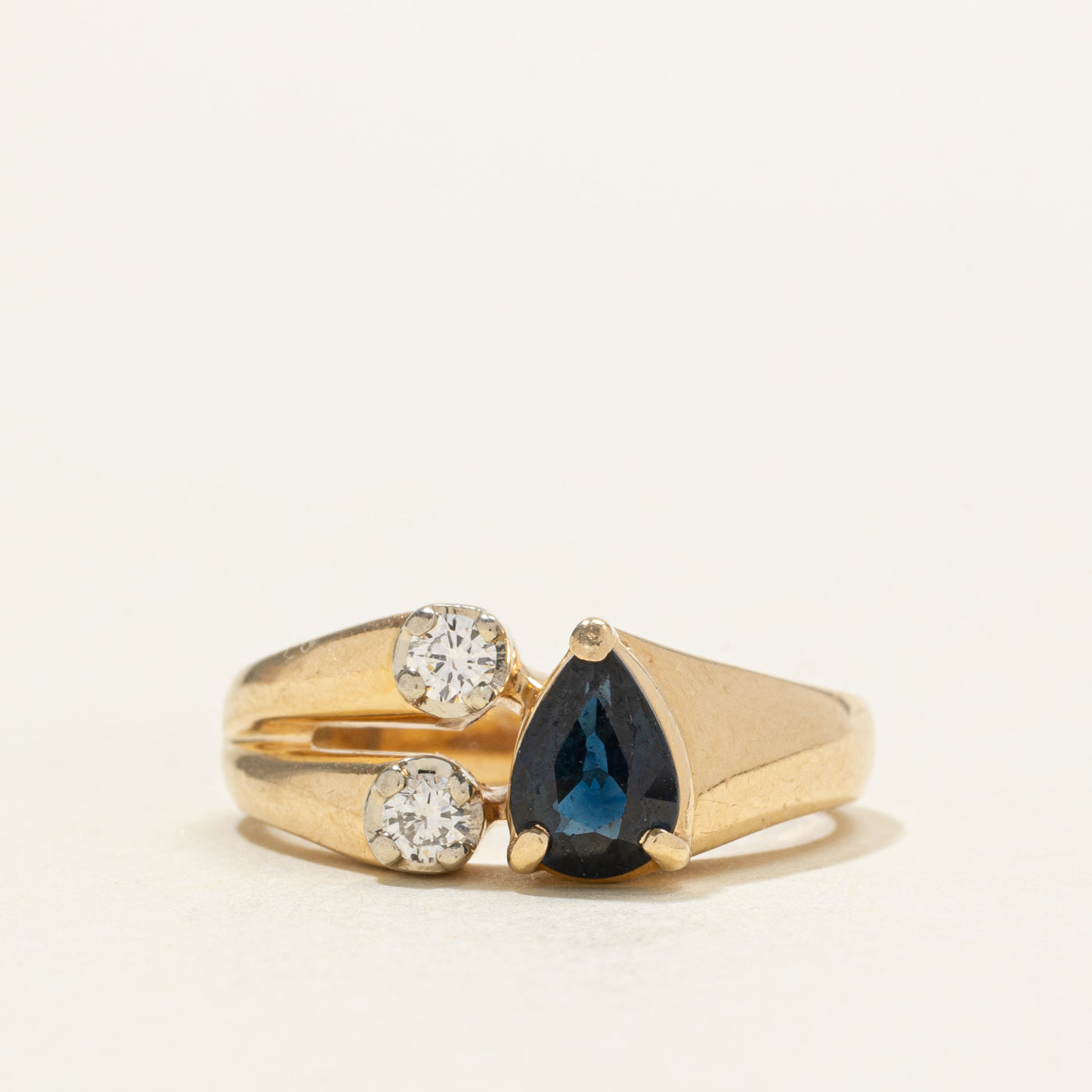 Pear Cut Sapphire & Diamond Accented Ring | 0.66ct, 0.16ctw | SZ 5.5