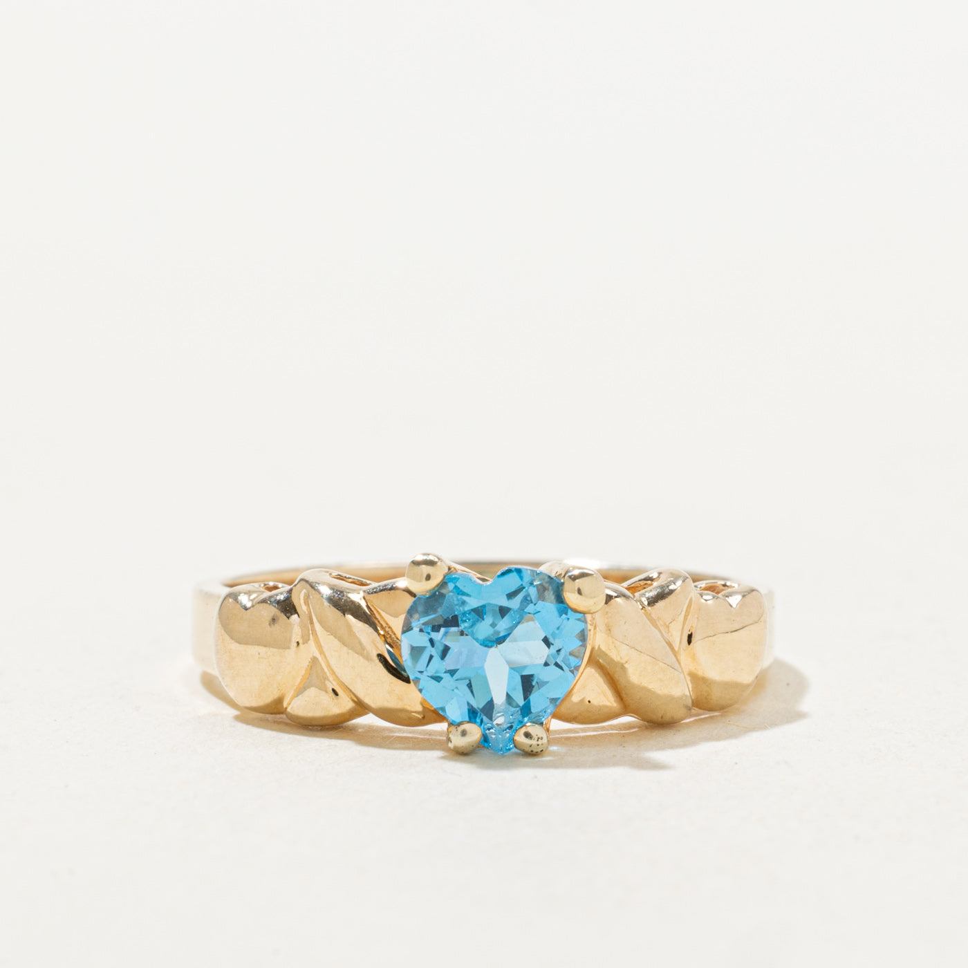 Heart Cut Blue Topaz Textured Ring | 0.65ct | SZ 7.0 |