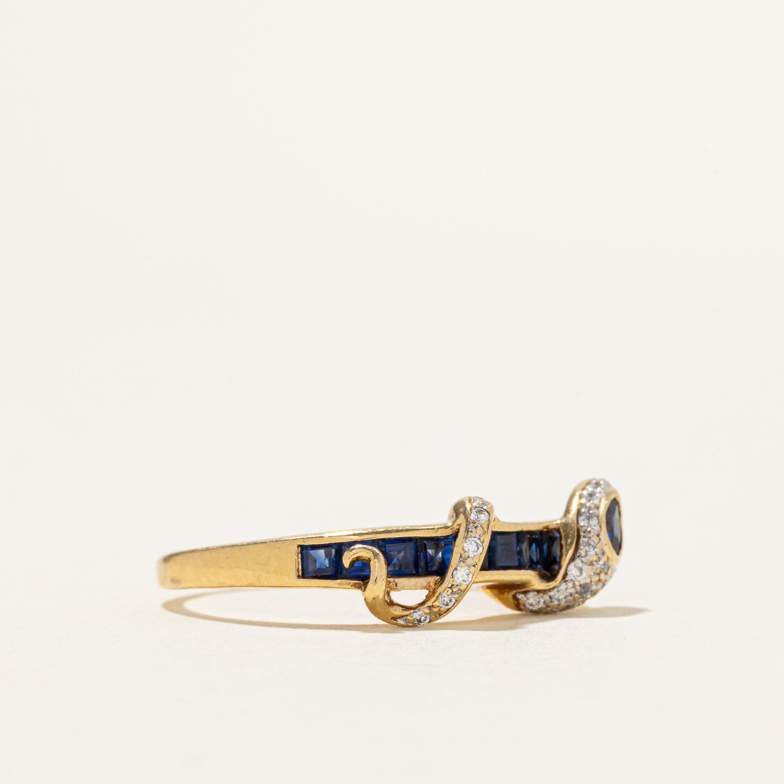 18k Sapphire & Diamond Snake Ring | 0.50ctw | 0.12ctw | SZ 6.75