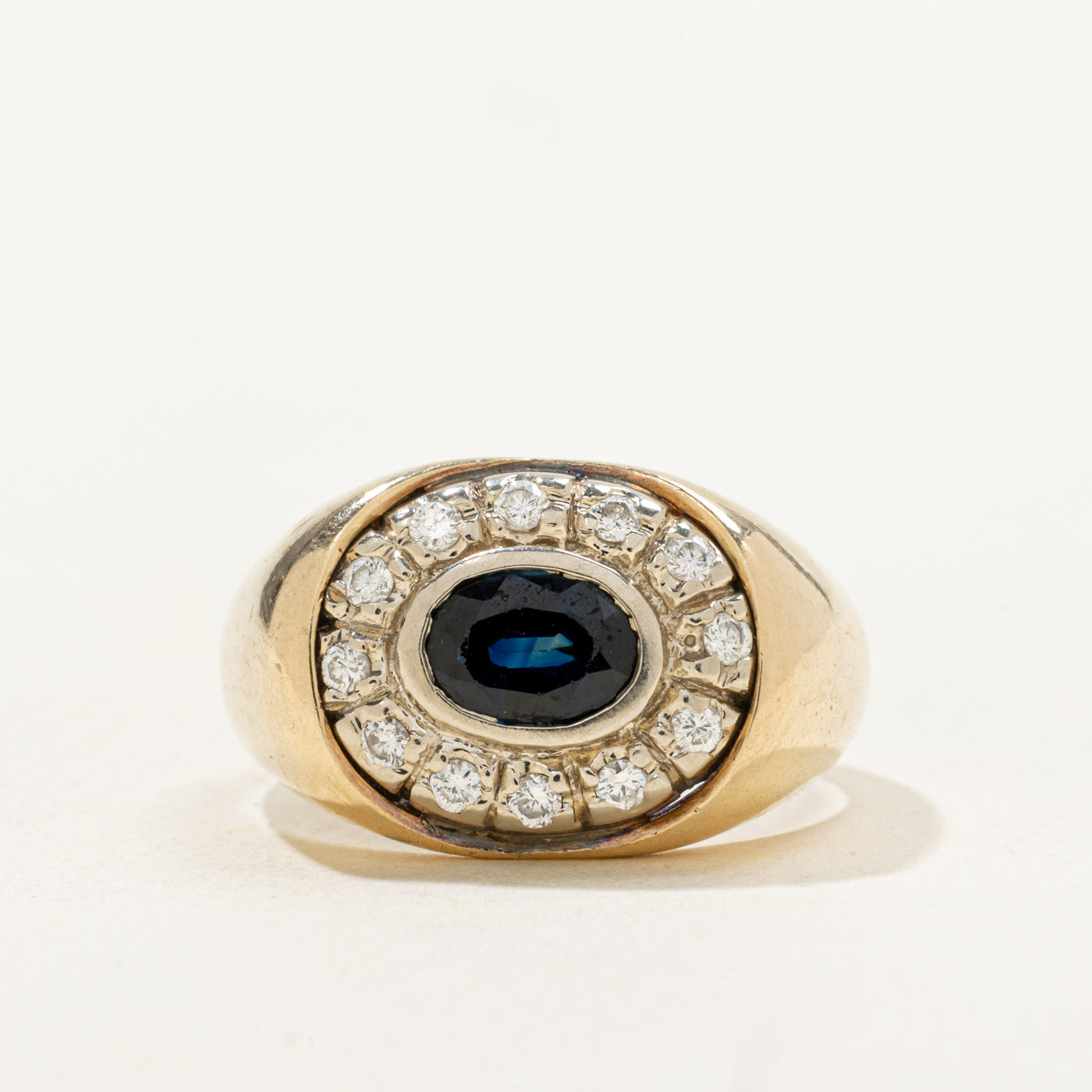 East West Sapphire & Diamond Halo Cocktail Ring | 0.73ct, 0.18ctw | SZ 6.5 |
