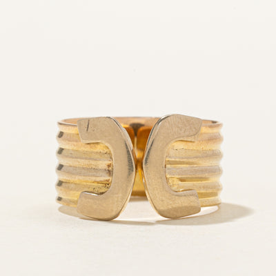 18k Yellow Gold Grooved Gap Ring | SZ 6.5