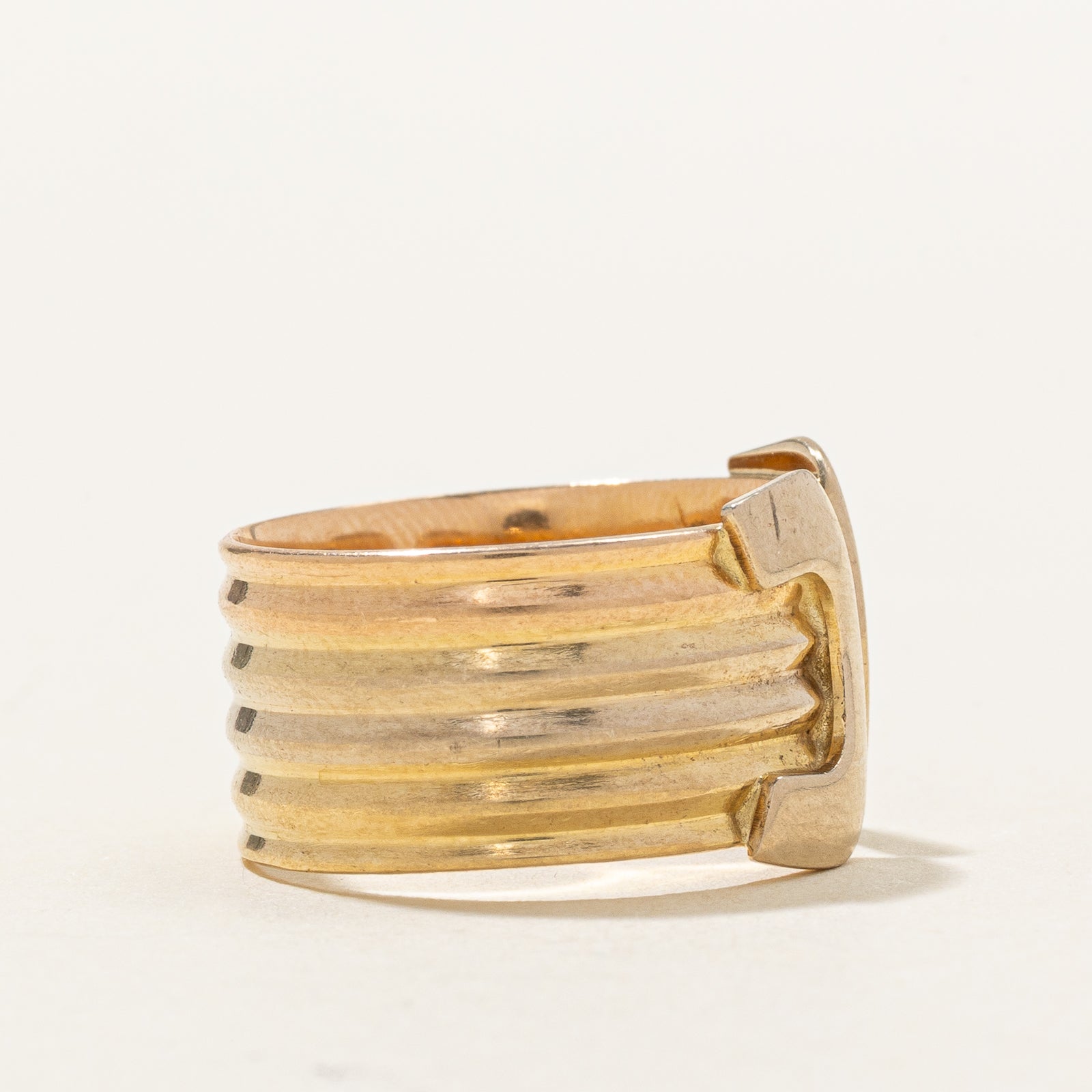 18k Yellow Gold Grooved Gap Ring | SZ 6.5