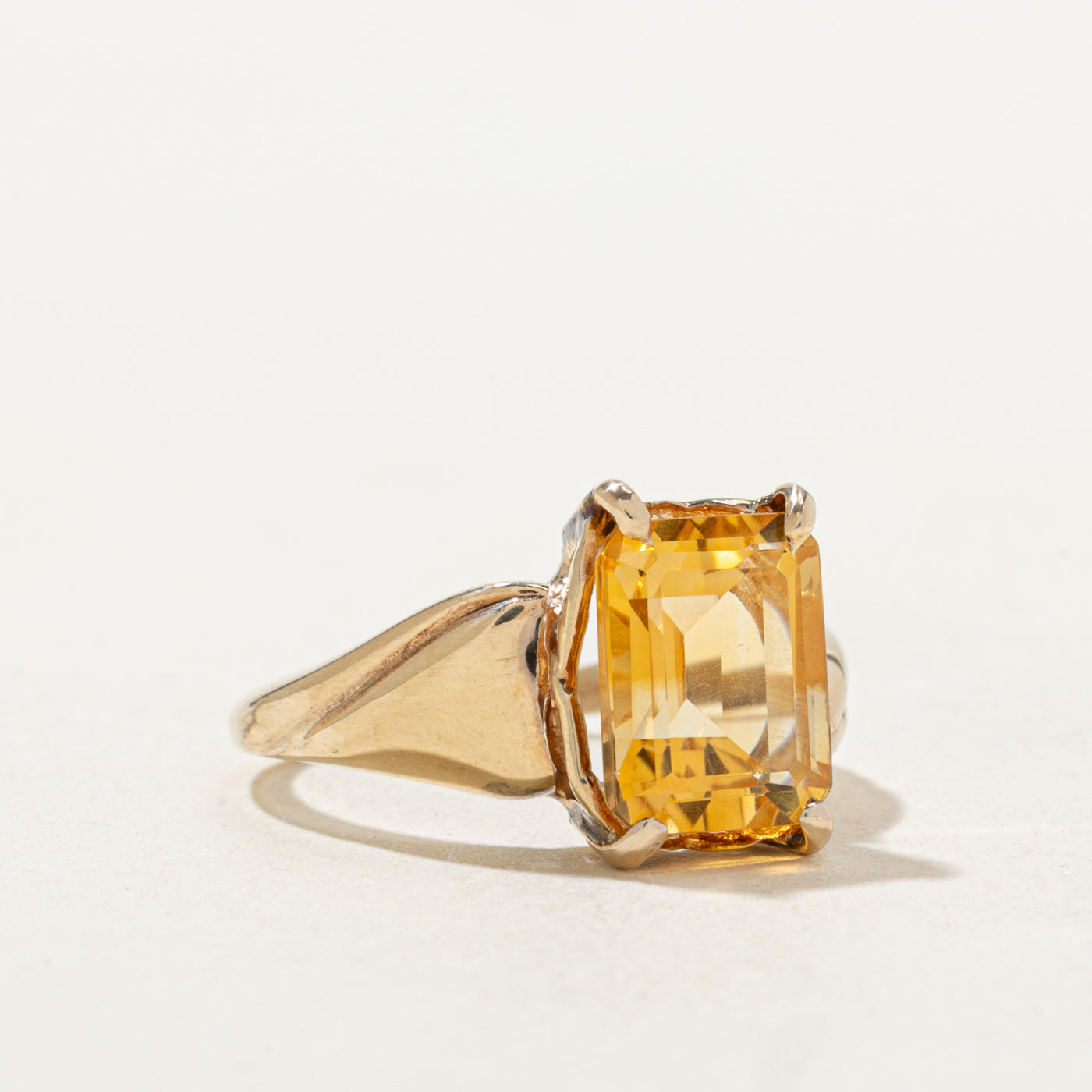 Emerald Cut Citrine Tapered Ring | 1.94ct | SZ 4.5 |