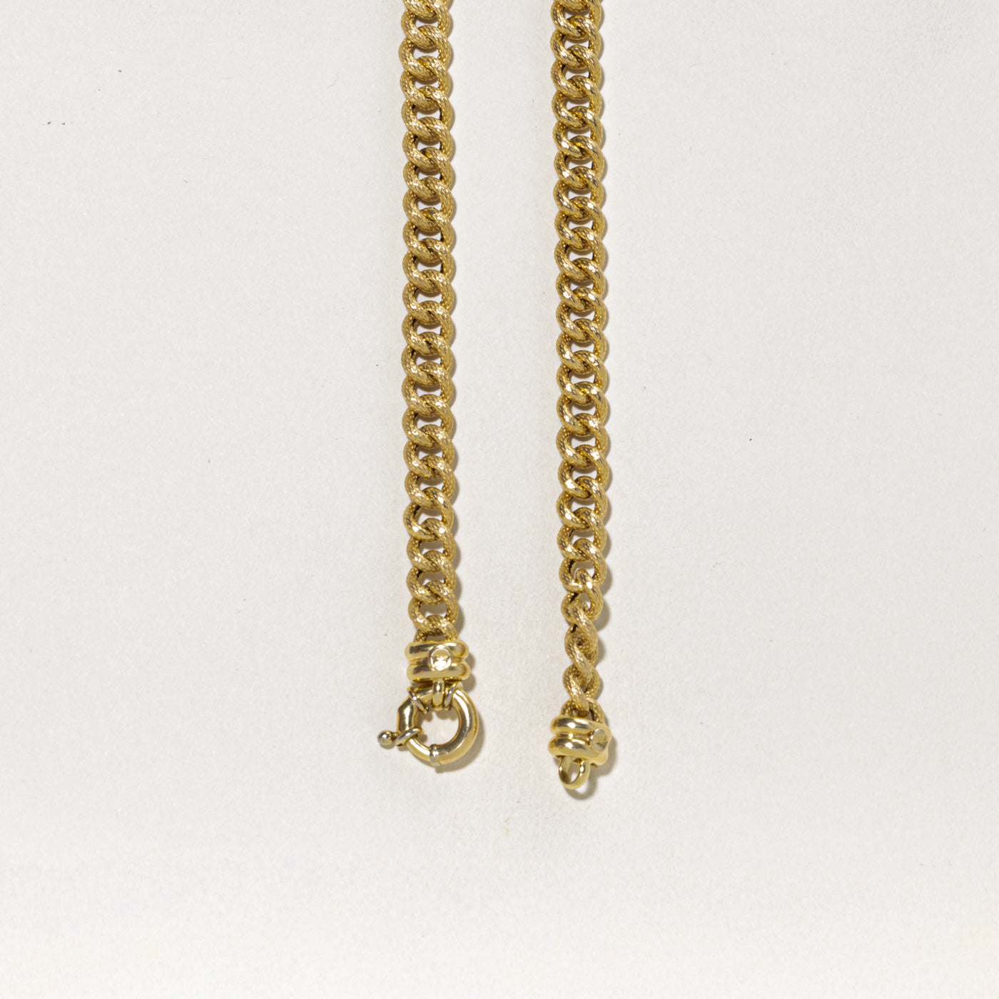 'Birks' Yellow Gold Textured Cuban Link Chain | 17.5"