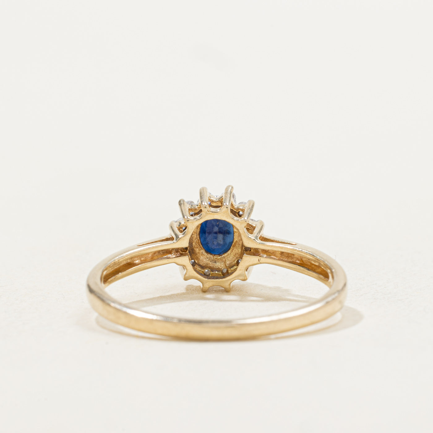 Oval Cut Sapphire & Diamond Petal Halo Ring | 0.41ct, 0.06ctw | SZ 8.25 |