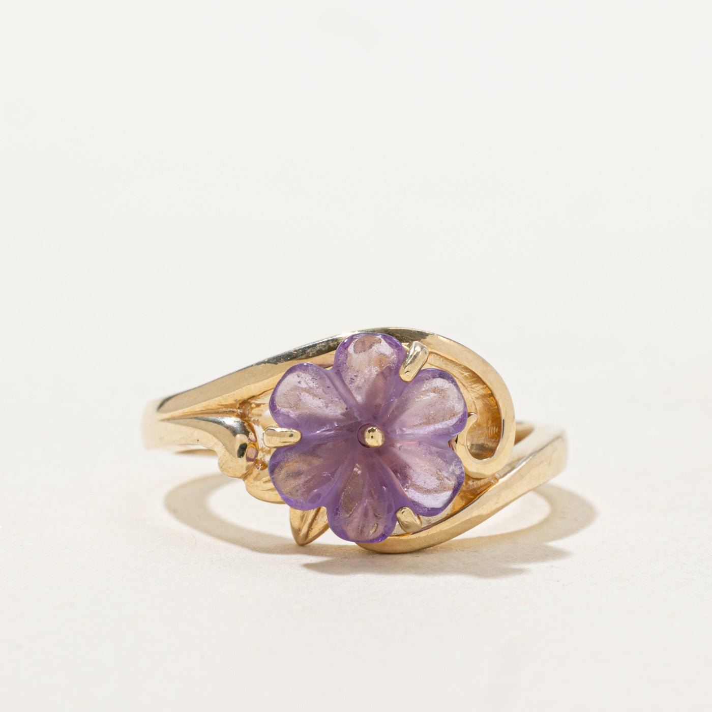 Bague florale en améthyste sculptée | 1,05 ct | Taille 6,75 |