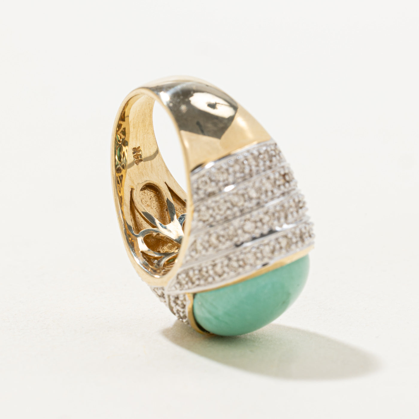 'Le Vian' Bezel Set Turquoise & Diamond Dome Cocktail Ring | 9.0ct, 0.35ctw | SZ 7.0 |