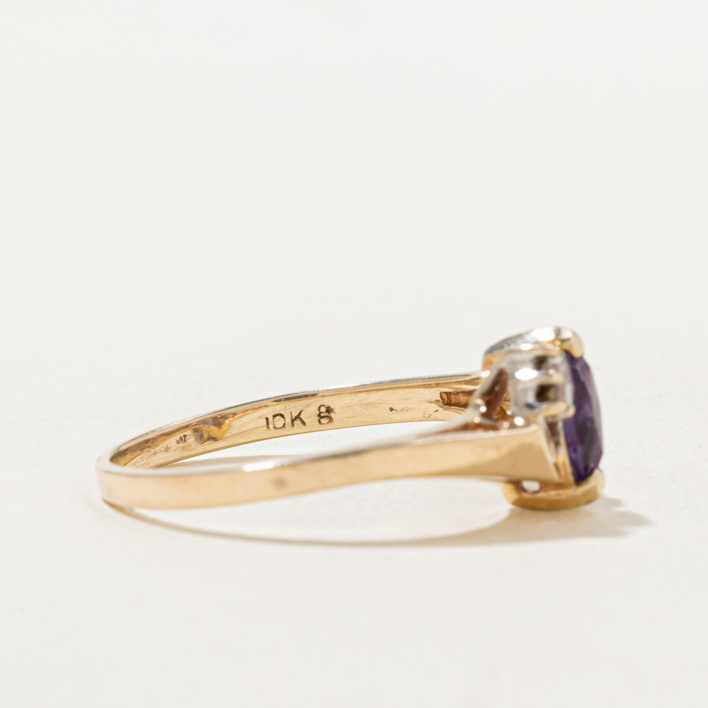 Marquise Cut Amethyst & Diamond Bypass Ring | 0.21ct, 0.04ctw | SZ 7.0 |