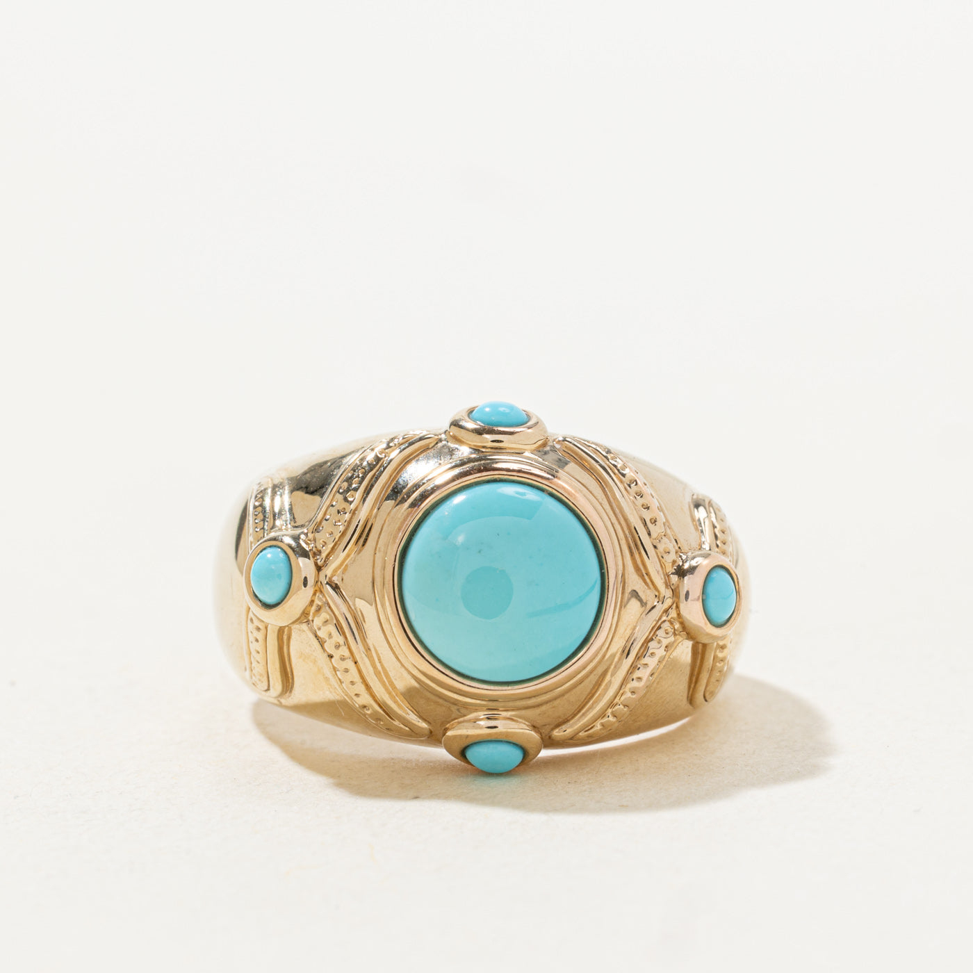 Bezel Set Turquoise Textured Cocktail Ring | 1.92ctw | SZ 10.25 |