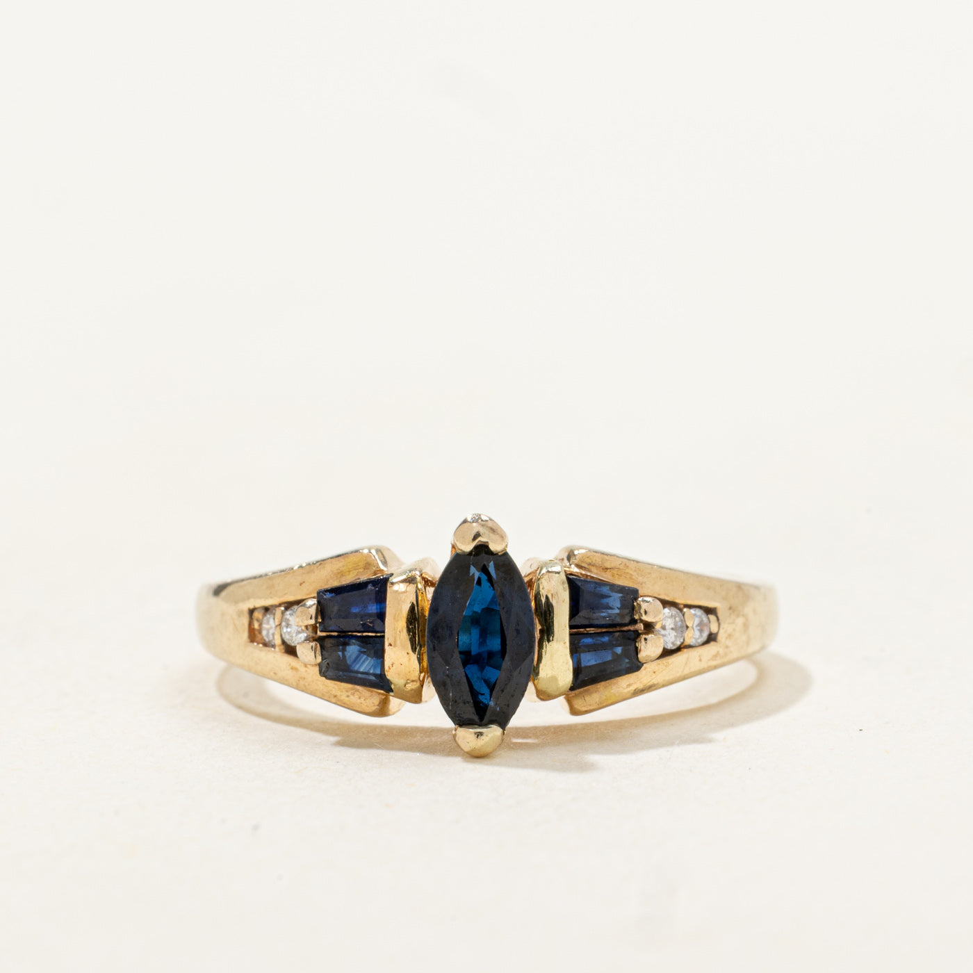 Marquise Cut Sapphire & Diamond Accented Ring | 0.46ctw, 0.04ctw | SZ 6.5 |