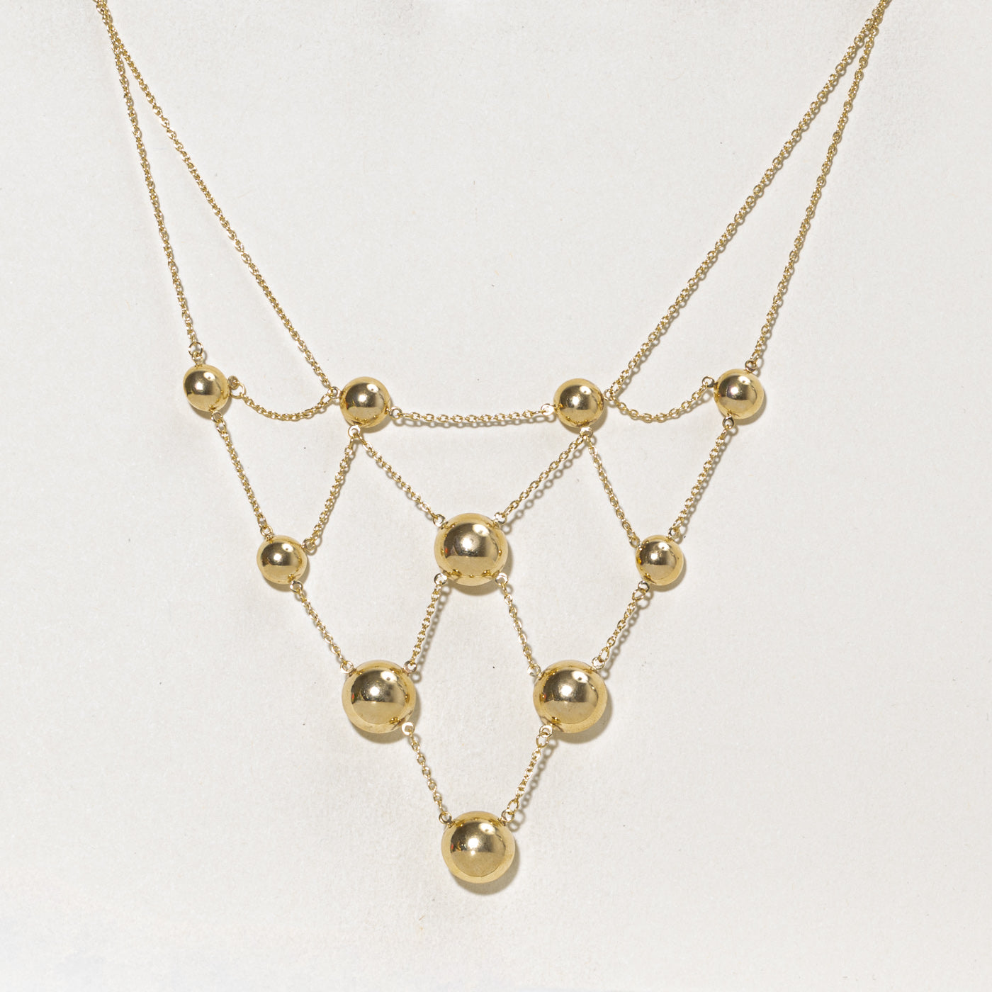 14k Yellow Gold Adjustable Geometric Bead Necklace | 17.5"