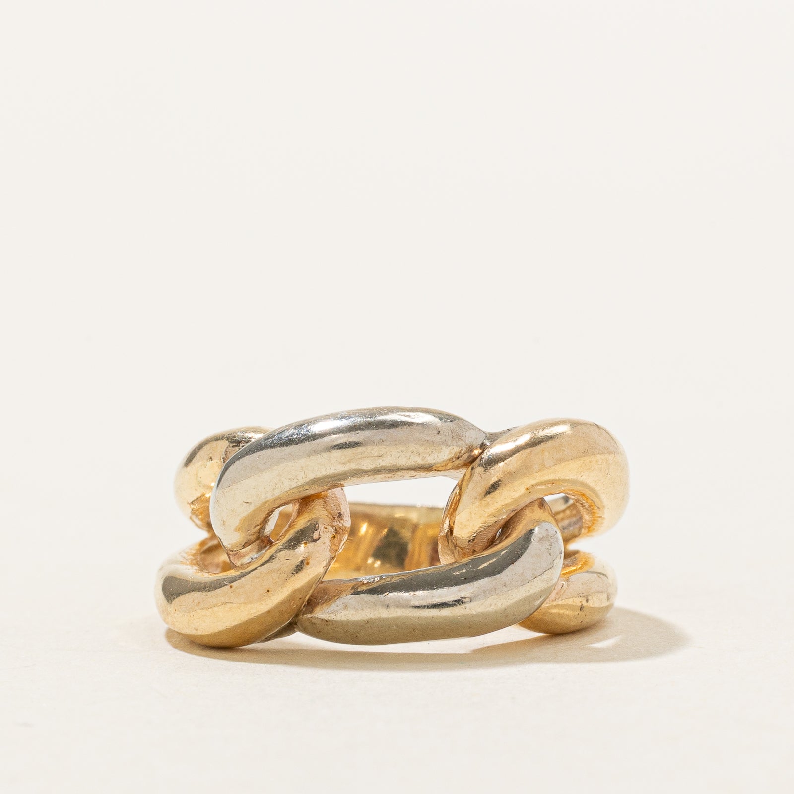 14k Yellow Two Tone Gold Chain Design Ring | SZ 4