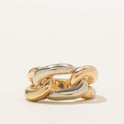 14k Yellow Two Tone Gold Chain Design Ring | SZ 4