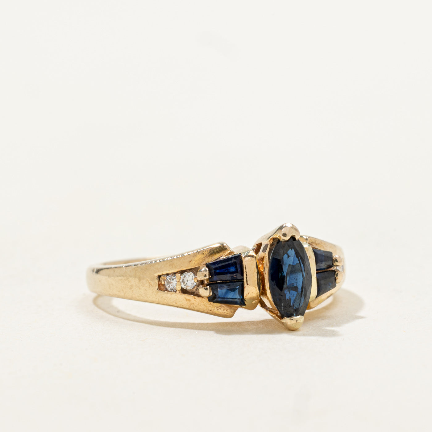 Marquise Cut Sapphire & Diamond Accented Ring | 0.46ctw, 0.04ctw | SZ 6.5 |