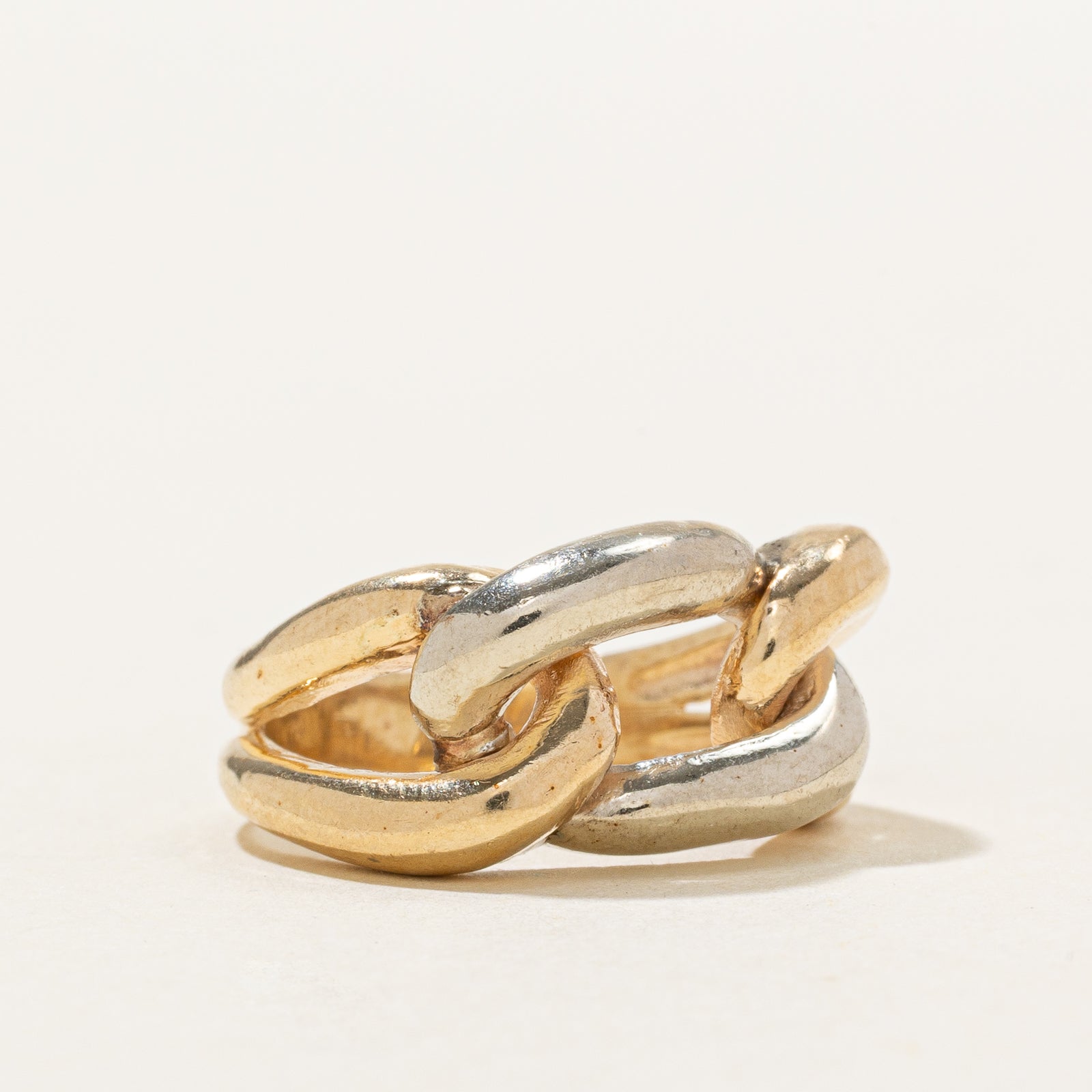 14k Yellow Two Tone Gold Chain Design Ring | SZ 4