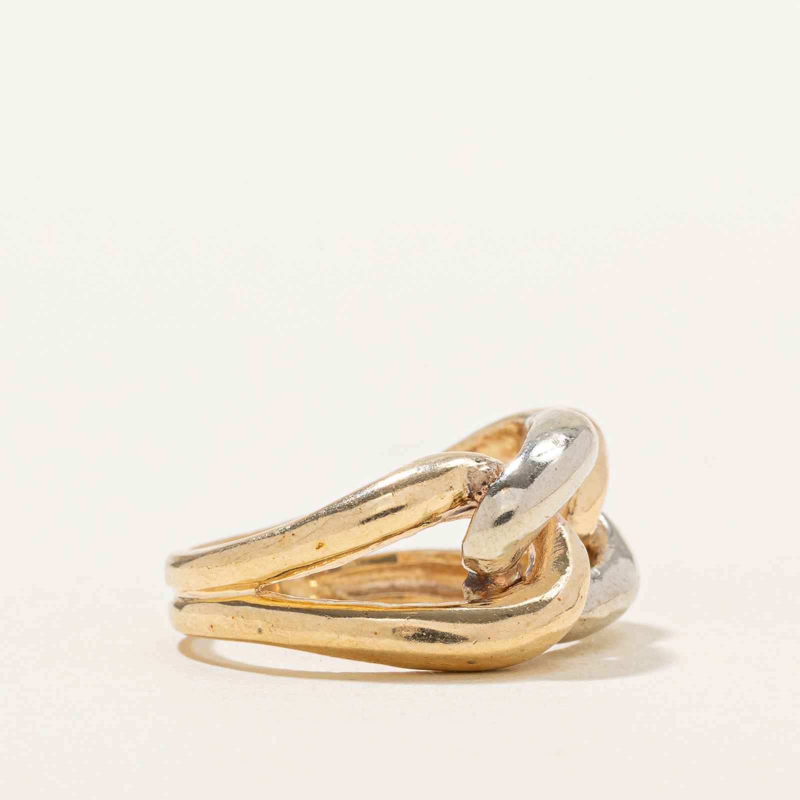 14k Yellow Two Tone Gold Chain Design Ring | SZ 4