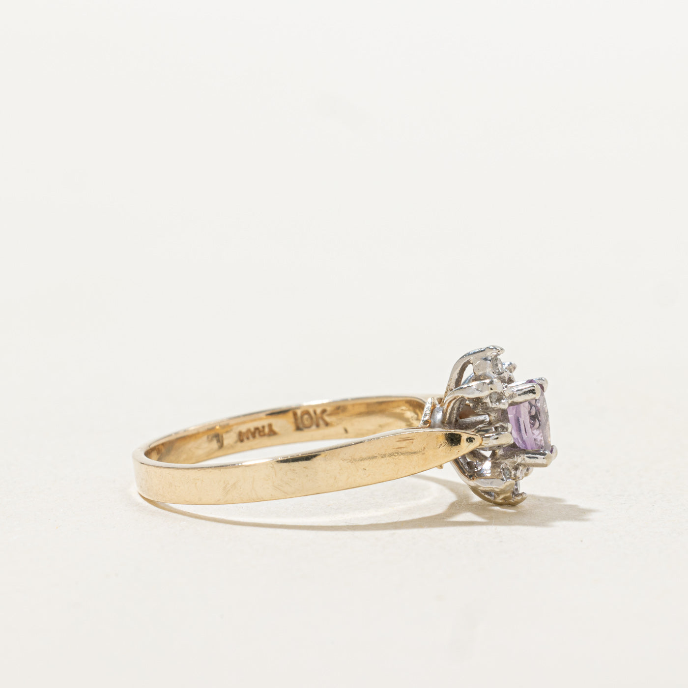 Amethyst & Diamond Petal Ring | 0.2ct, 0.04ctw | SZ 6.5 |