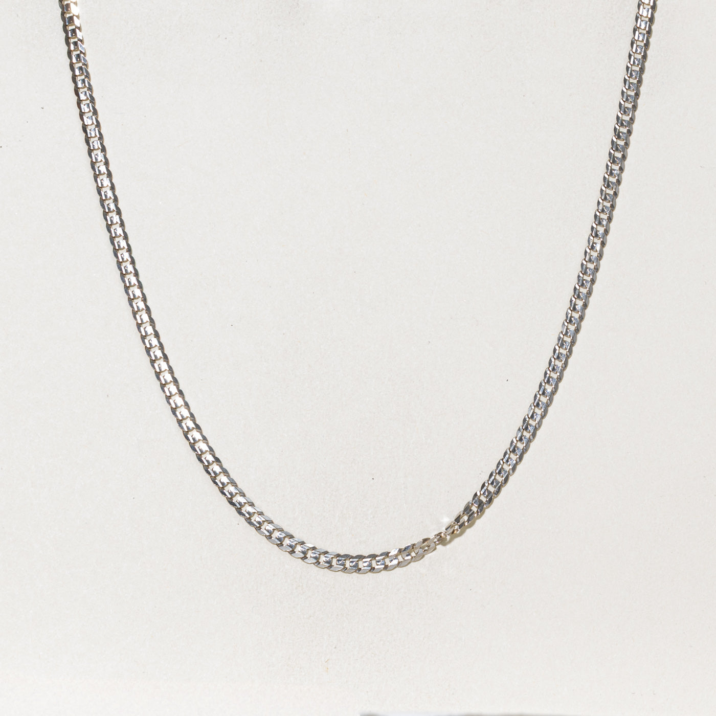 White Gold Curb Link Chain | 3.70mm | 23"