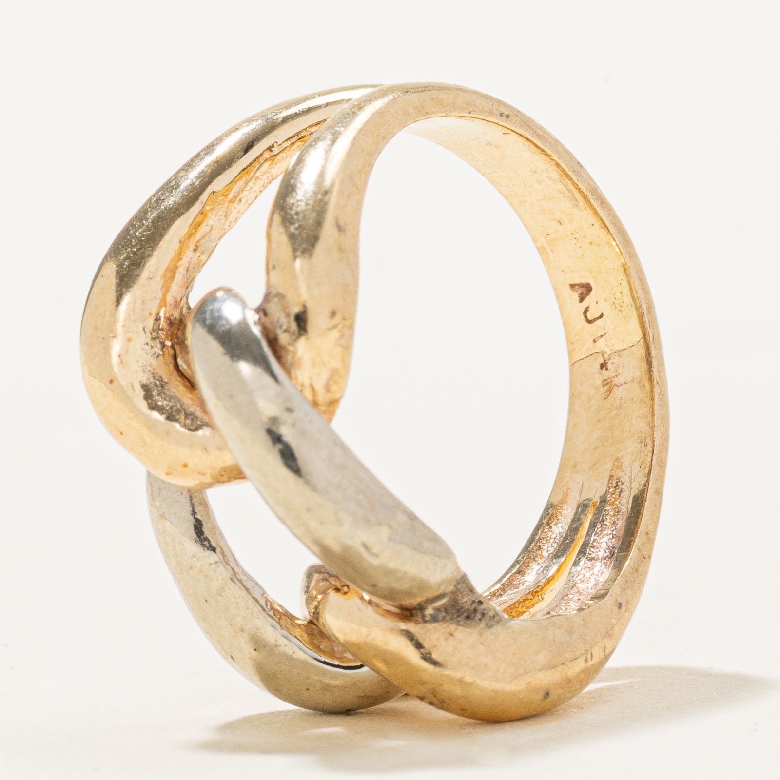 14k Yellow Two Tone Gold Chain Design Ring | SZ 4