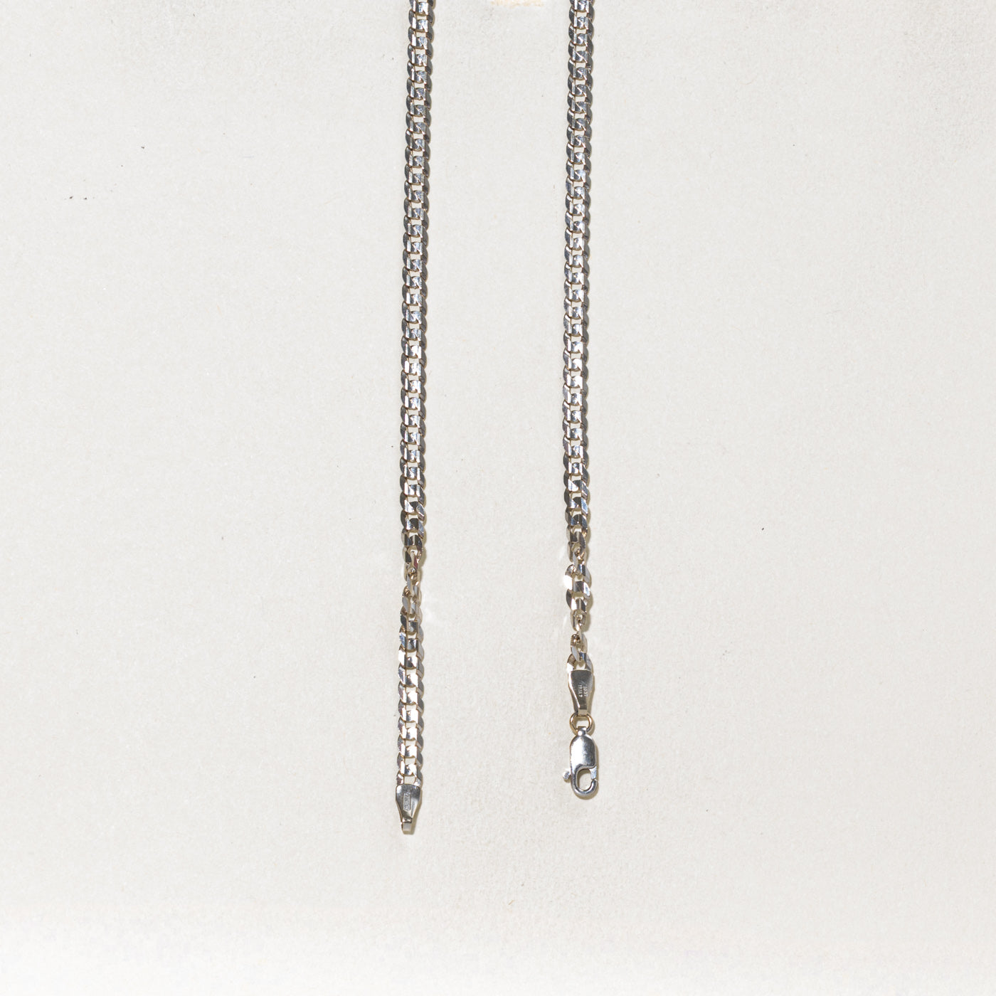 White Gold Curb Link Chain | 3.70mm | 23"