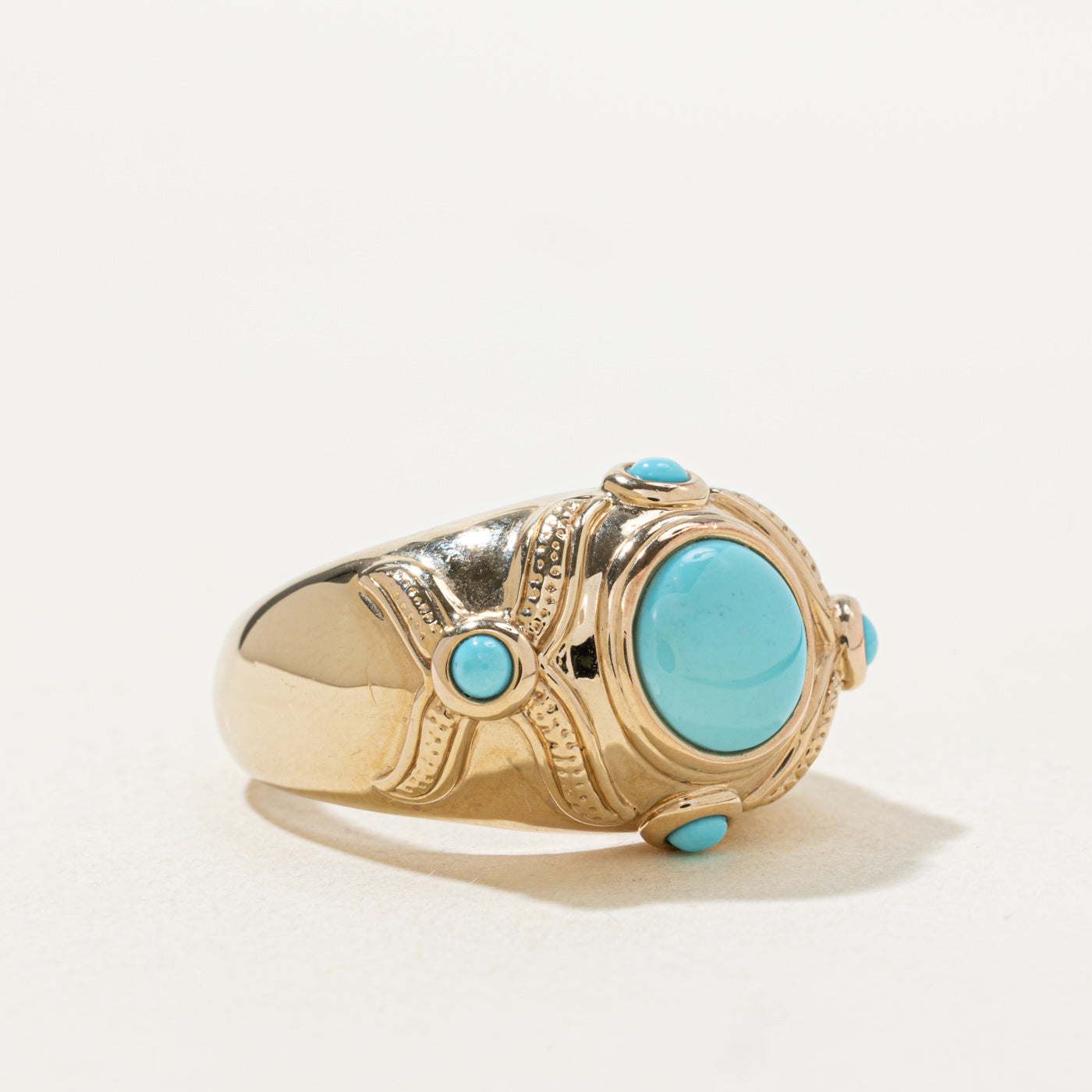 Bezel Set Turquoise Textured Cocktail Ring | 1.92ctw | SZ 10.25 |