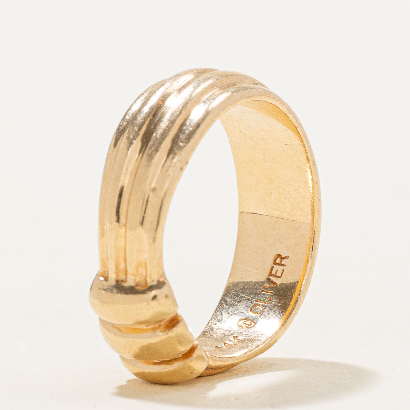 14k Yellow Gold Grooved & Fluted Band | SZ 4
