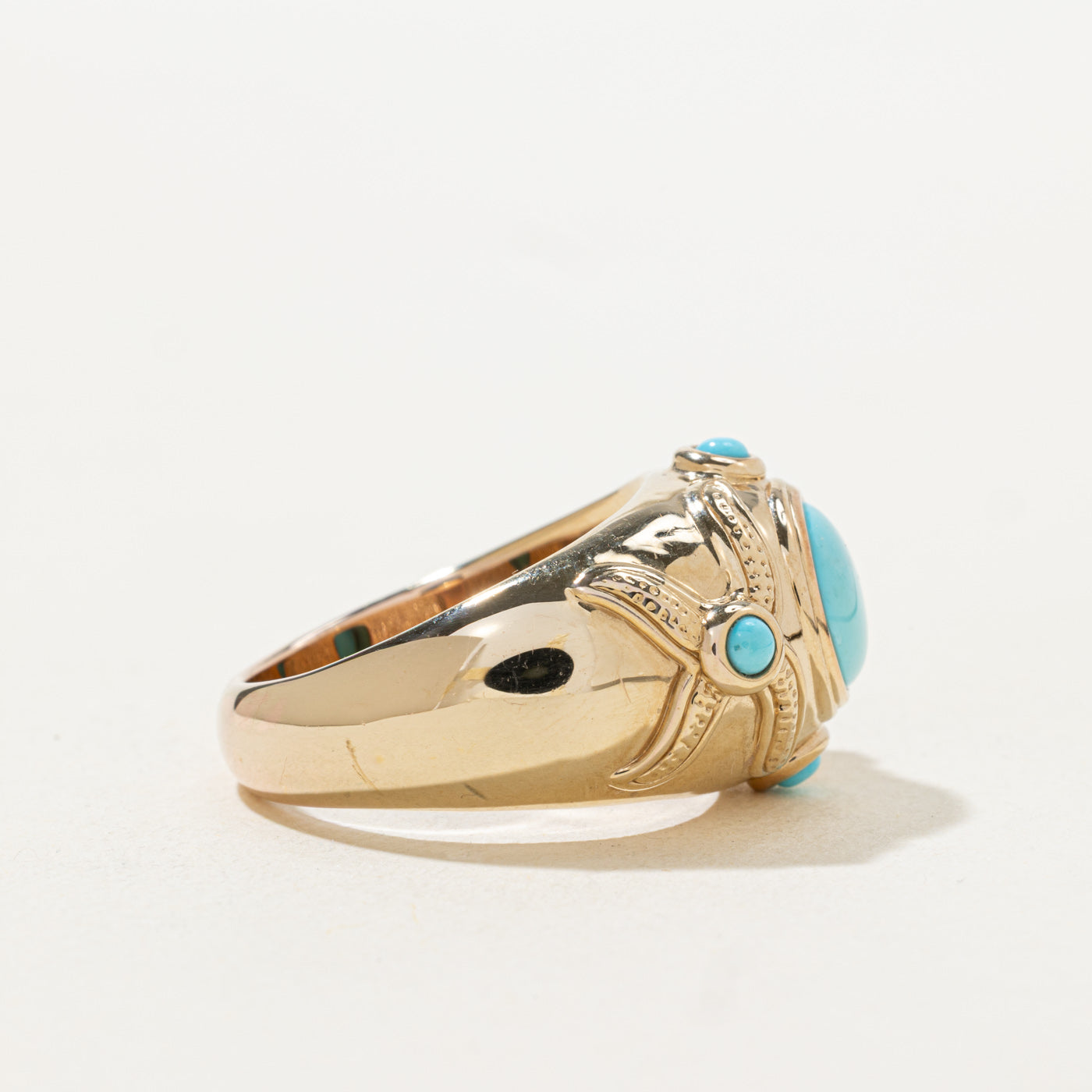 Bezel Set Turquoise Textured Cocktail Ring | 1.92ctw | SZ 10.25 |