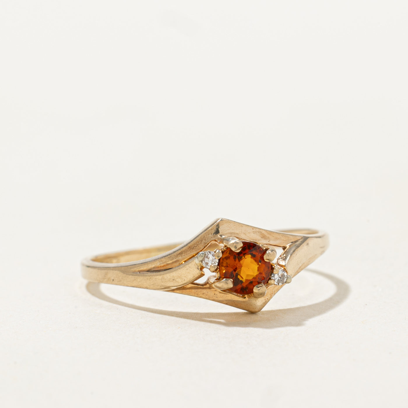 Citrine & Diamond Geometric Ring | 0.19ct, 0.01ctw | SZ 7.5 |
