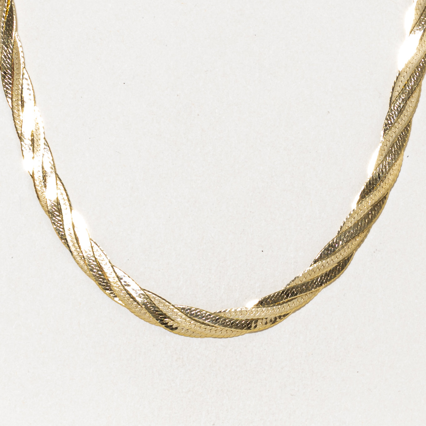 14k Yellow Gold Woven Herringbone Chain | 16"