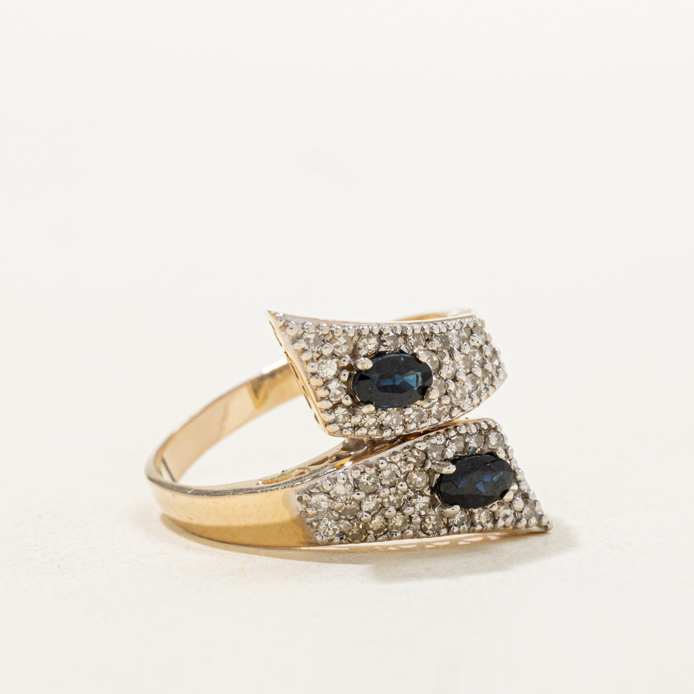 Two Stone Sapphire & Diamond Bypass Ring | 0.67ctw, 0.6ctw | SZ 10.5 |