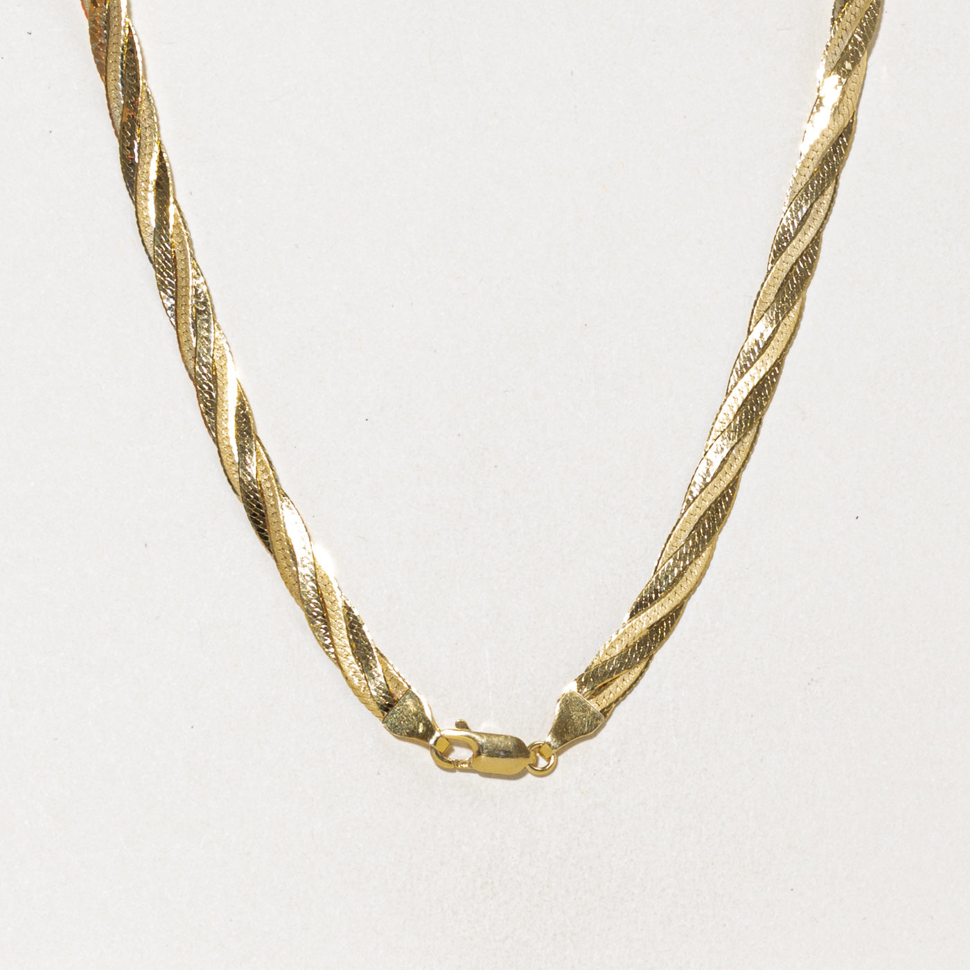 14k Yellow Gold Woven Herringbone Chain | 16"