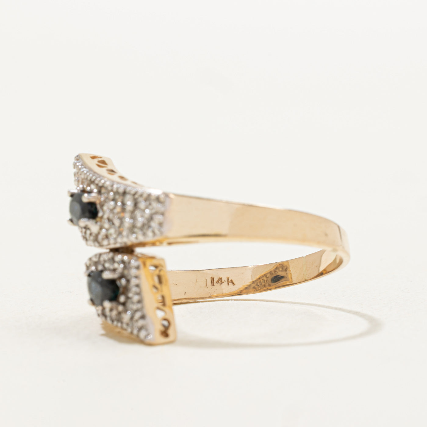 Two Stone Sapphire & Diamond Bypass Ring | 0.67ctw, 0.6ctw | SZ 10.5 |