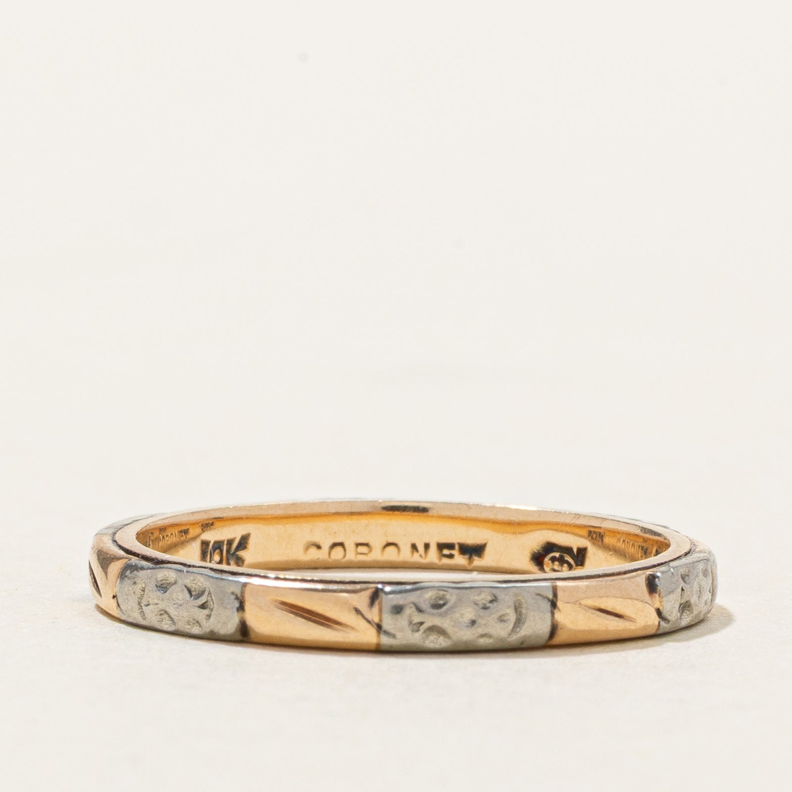Vintage Canadian 10k Two Tone Gold Band | 2mm | SZ 4.25