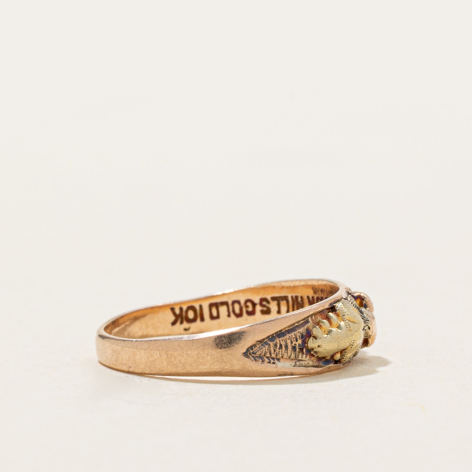 Bague fleur en or rose 10 carats « Black Hills Gold » | Taille 1,75
