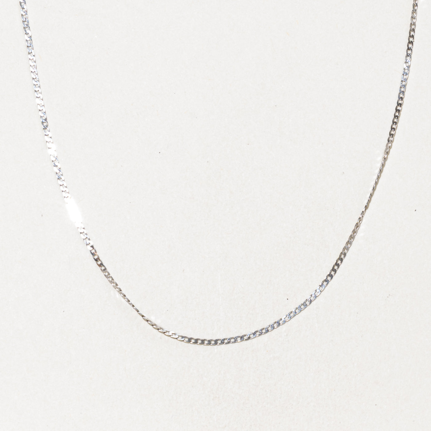 18k White Gold Curb Link Chain | 1.30mm | 15.75"