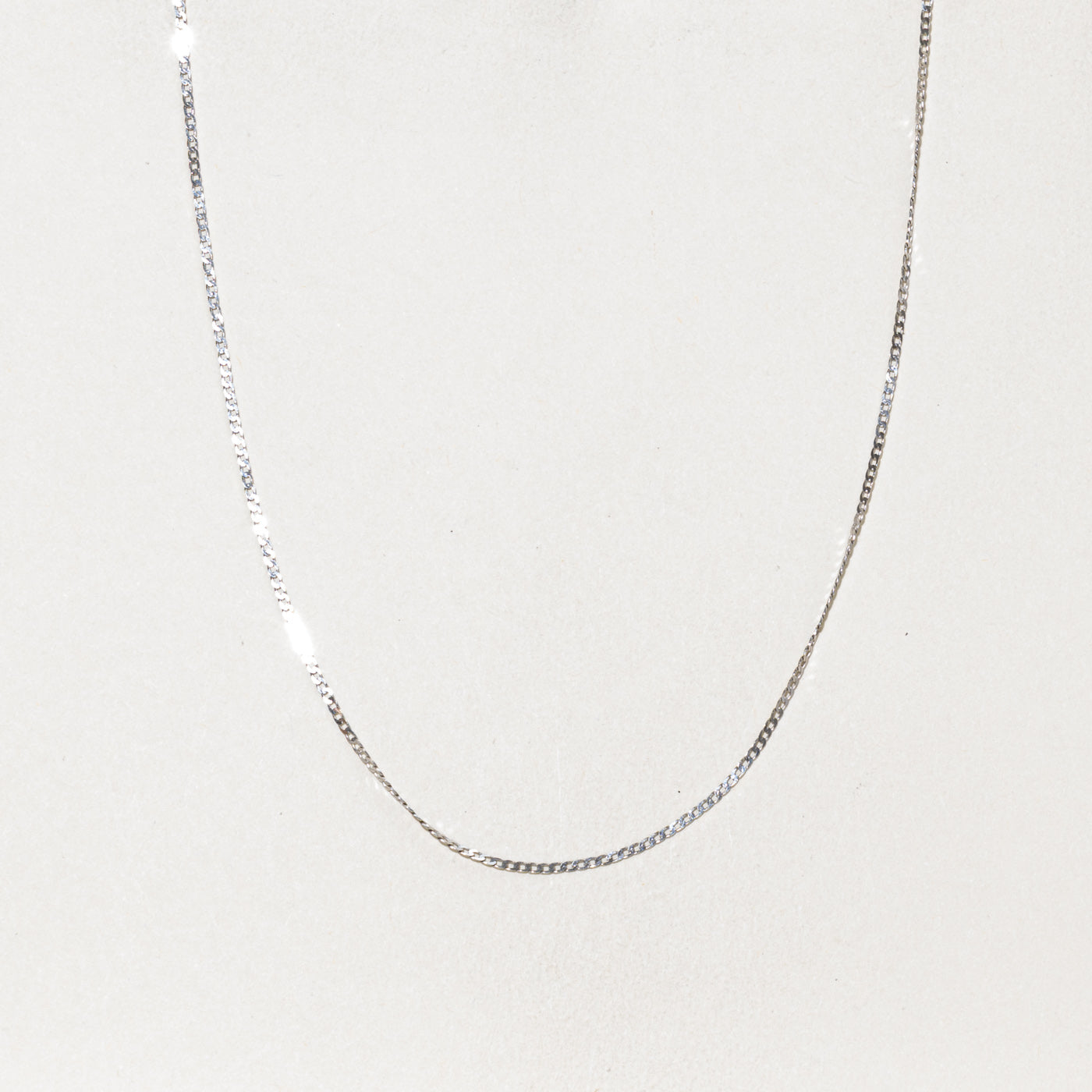 18k White Gold Curb Link Chain | 1.30mm | 15.75"