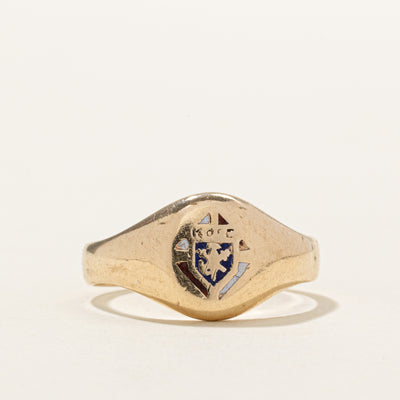 Vintage 9k Yellow Gold Knights of Columbus Signet Ring | SZ 8.75