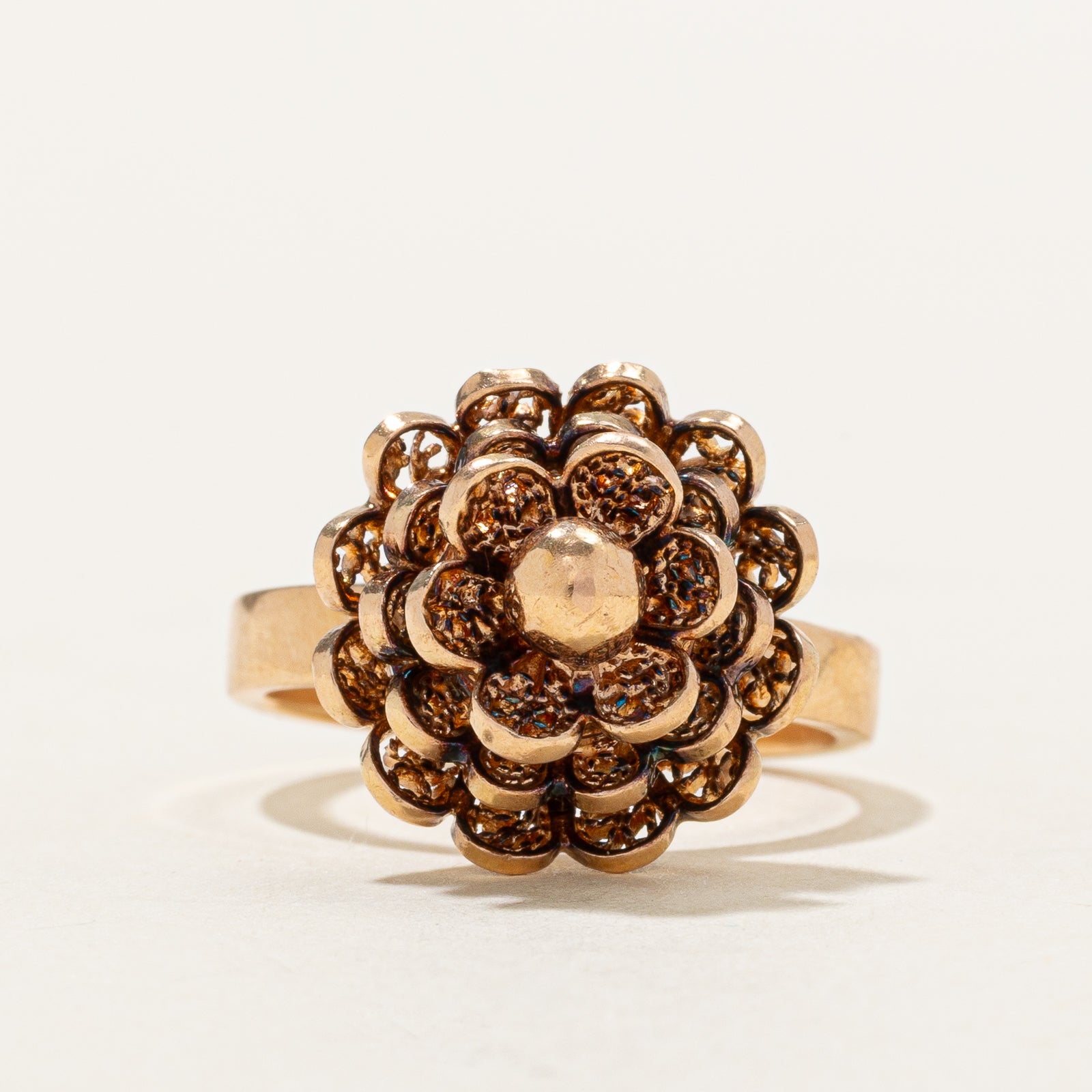 18k Rose Gold Zinnia Flower Openwork Ring | SZ 5.25