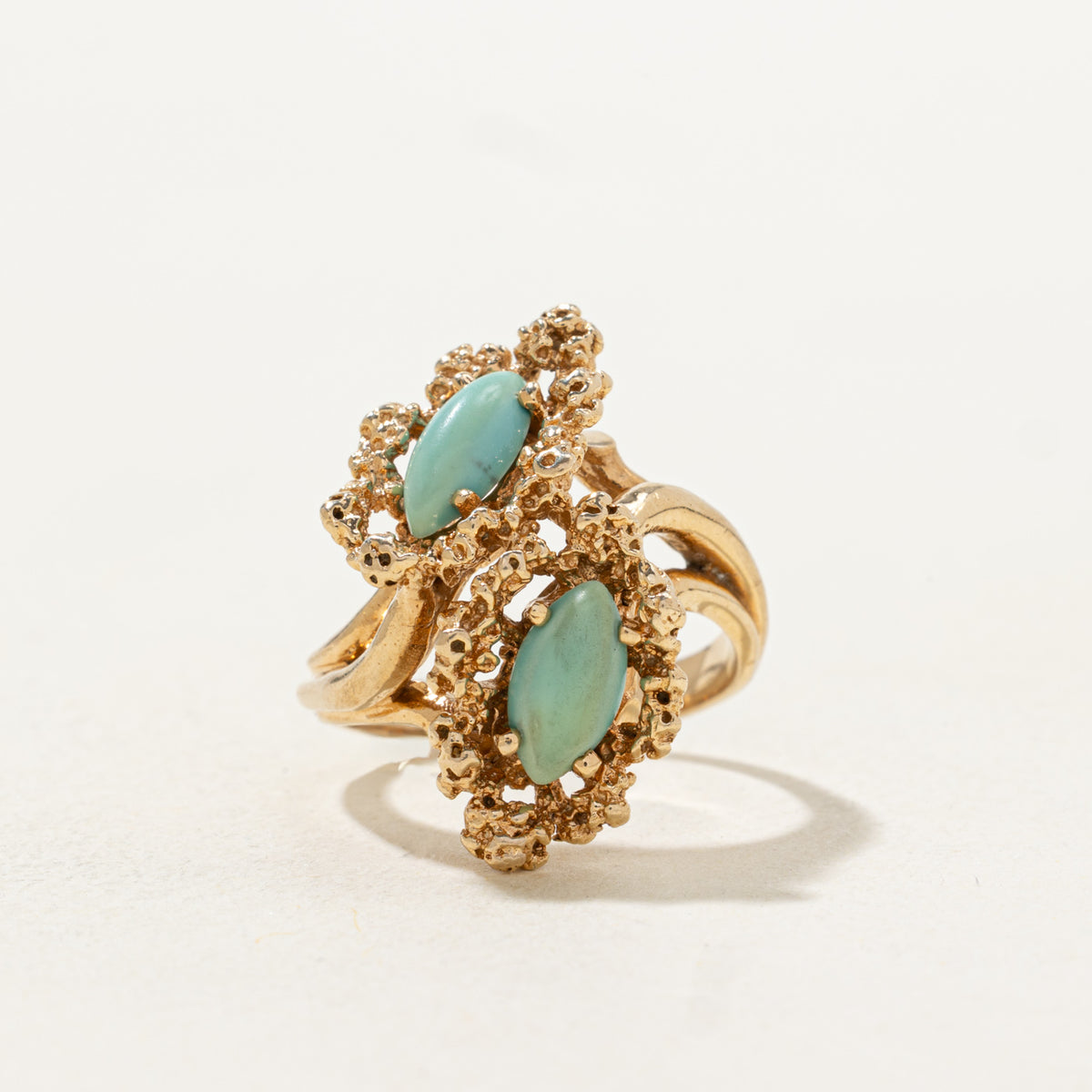 Two Stone Turquoise Nuggety Ring | 1.0ctw | SZ 5.0