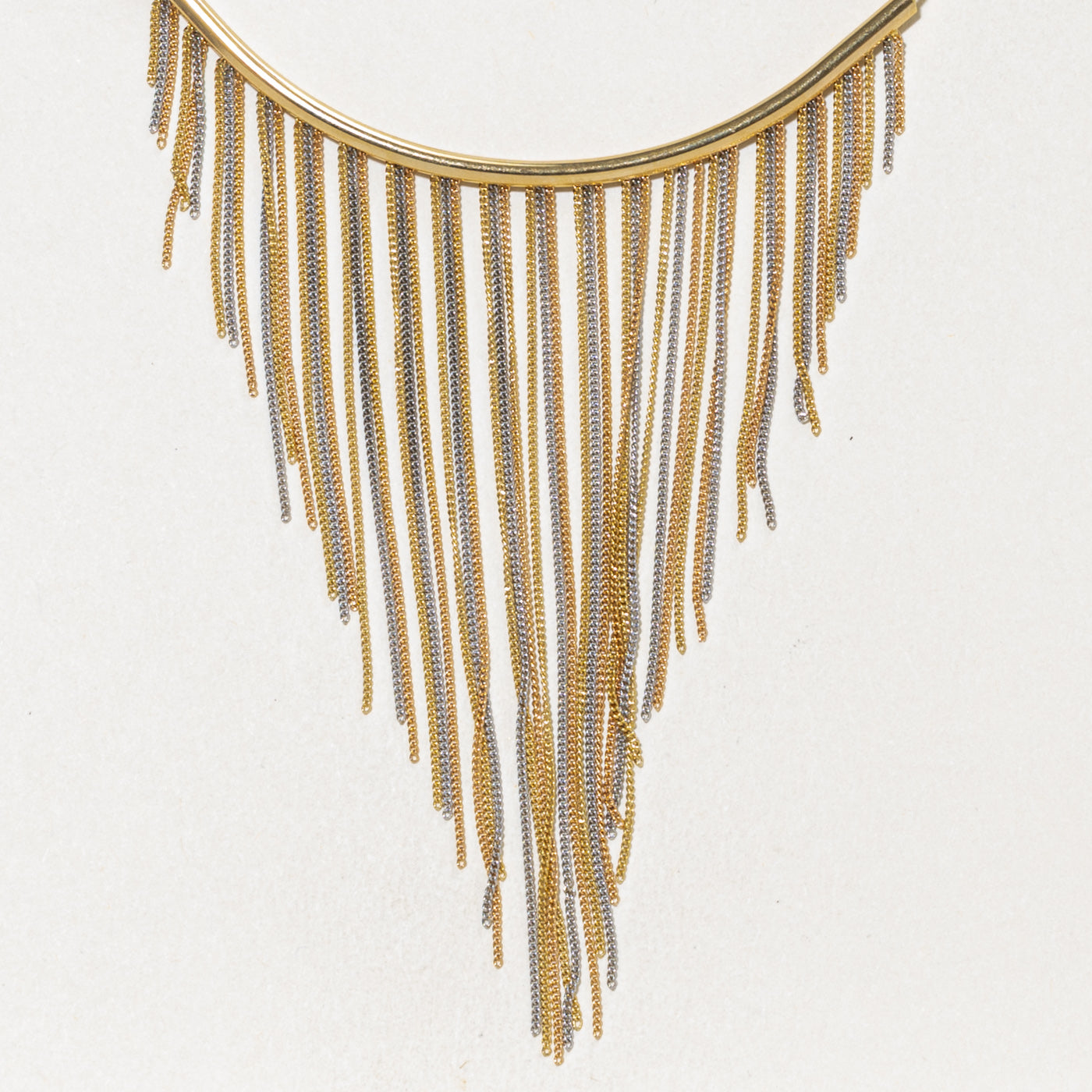 18k Two Tone Fringe Chain Necklace | 15.5"