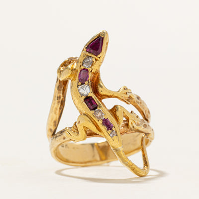 Ruby & Diamond Lizard Ring |0.23ctw | 0.09ctw | SZ 5